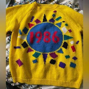 Vintage “Jigsaw” yellow 1986 crew neck sweater.